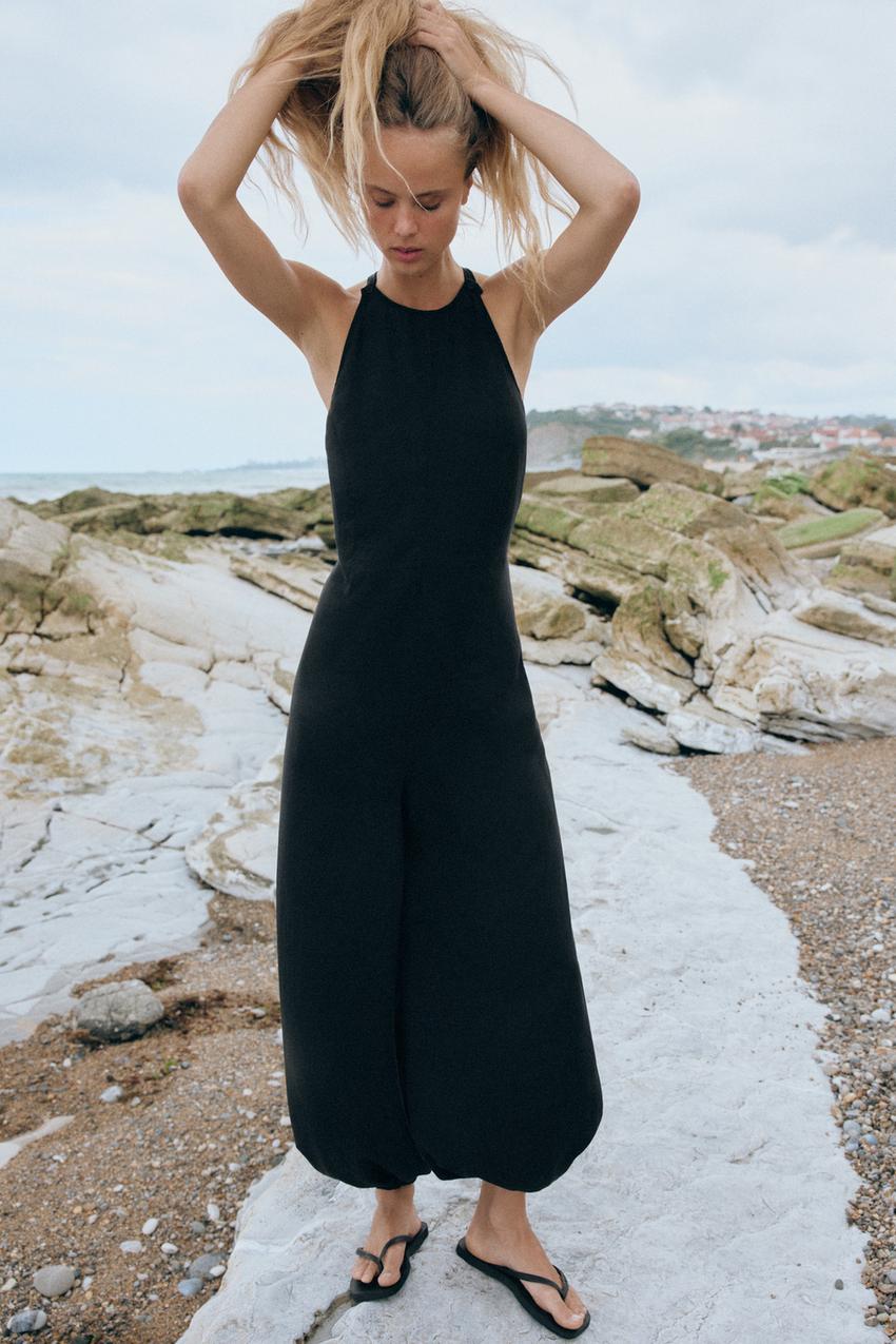 jumpsuit dress black Zara - Flowy Long - - Xl formal jumpsuit outfit