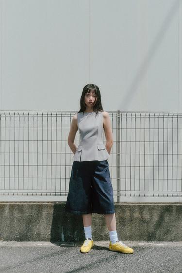 Z1975 ロングデニムバミューダパンツブルーZaraのZ1975 ロングデニムバミューダパンツ - ブルー 