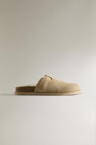 WARM LEATHER MULES - Light beige by Zara - Image 0