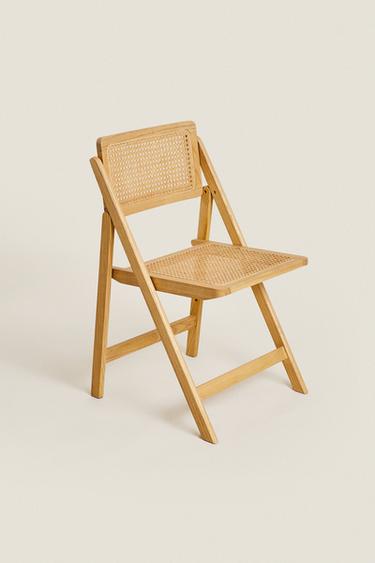 CHAISE PLIANTE BOIS ET ROTIN - Beige clair de Zara - Image 1
