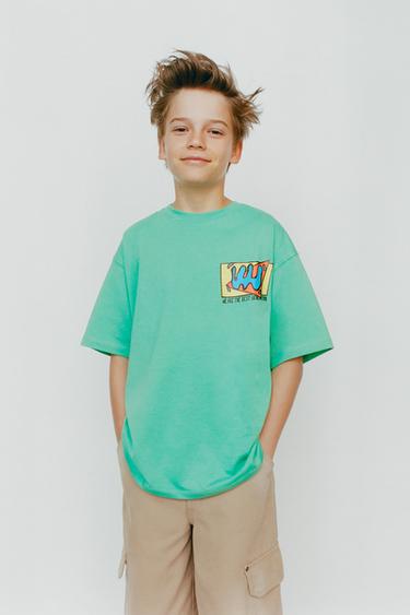 Zara PRINTED T-SHIRT - GREEN - Image 0