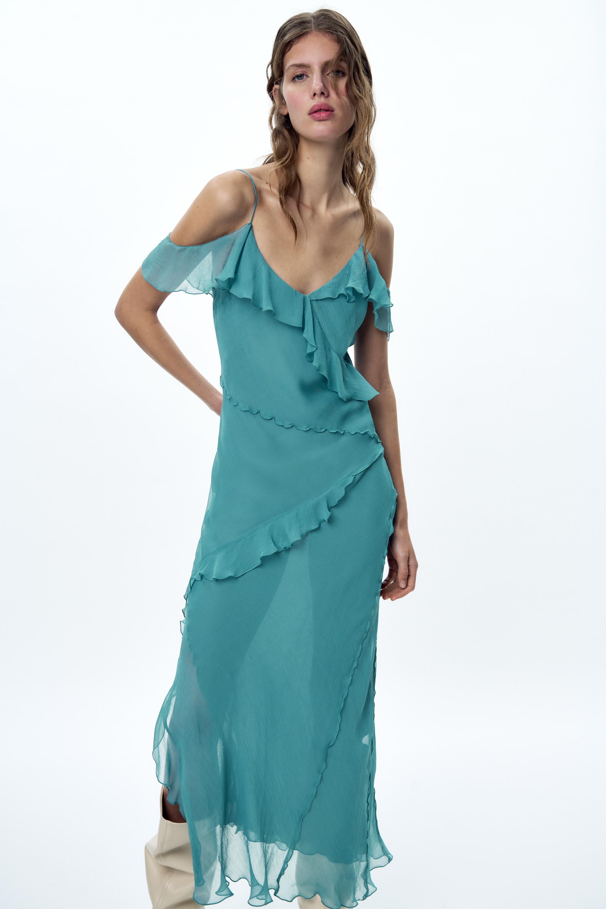 Zara hotsell turquoise dress