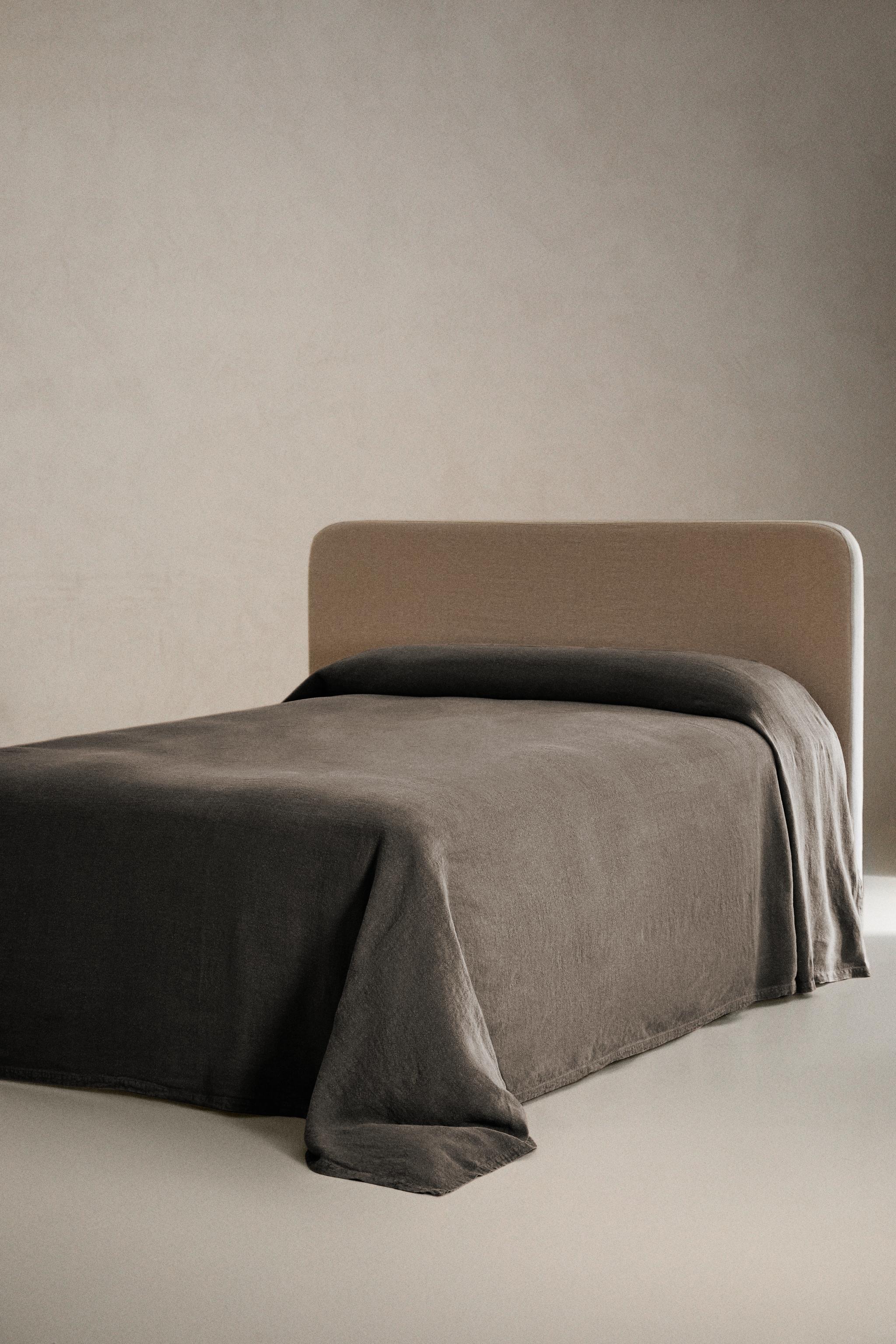 WASHED LINEN BEDSPREAD (400 GxM²) — Brown / Taupe