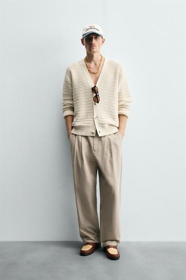 PLEATED CHINO TROUSERS - camel by Zara - Image 0