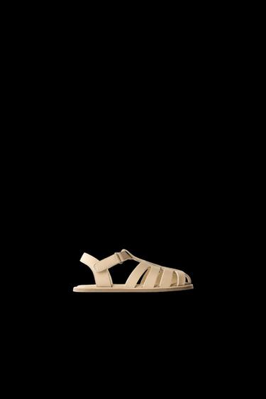 Zara LEATHER FISHERMAN SANDALS - Sandy Brown