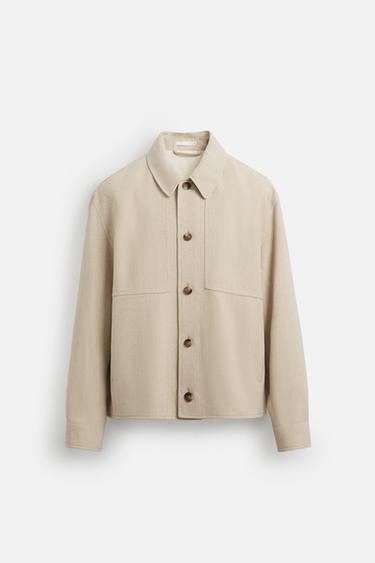 Zara LINEN - COTTON OVERSHIRT - Light beige
