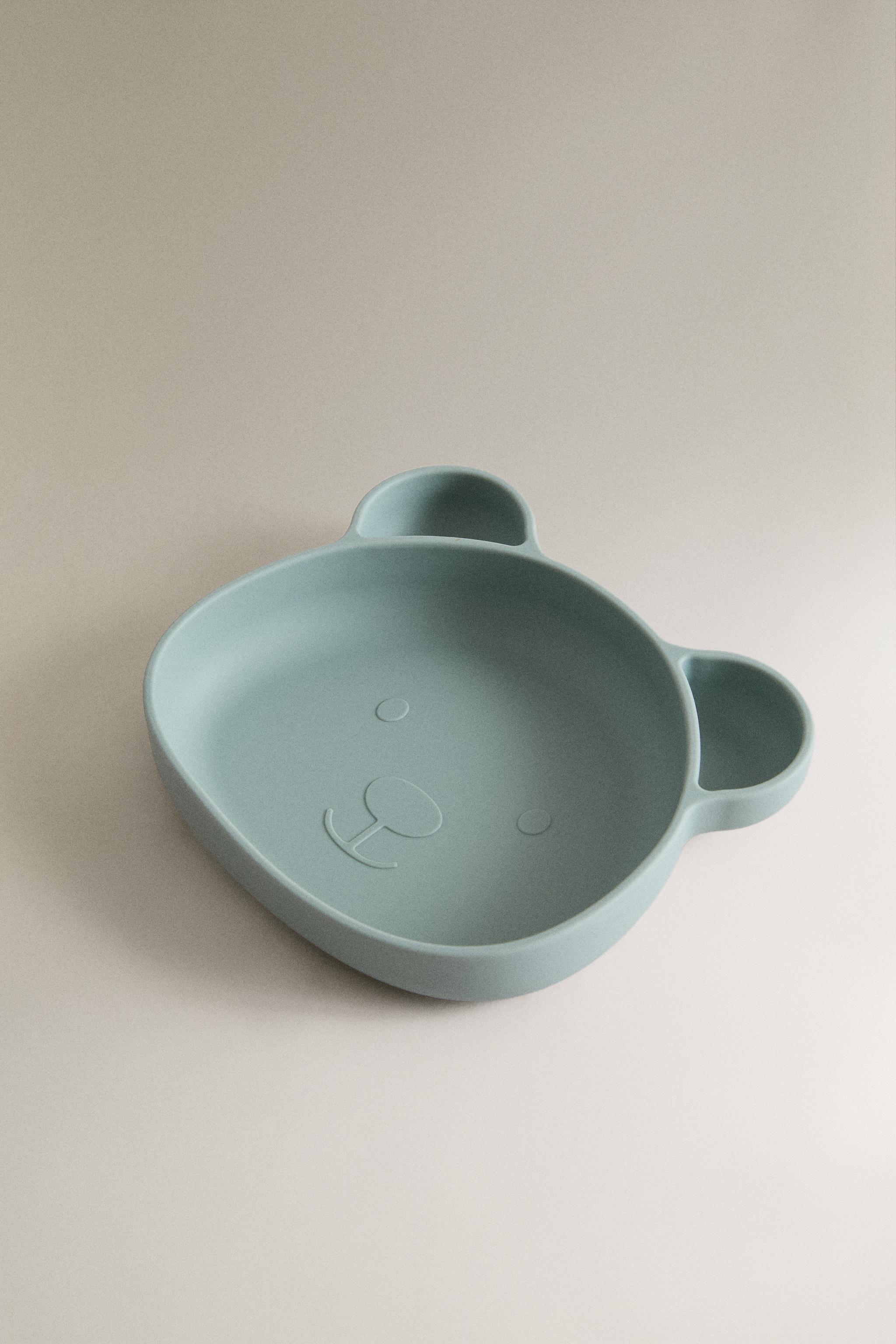 KIDS' BEAR SILICONE PLATE — Blue