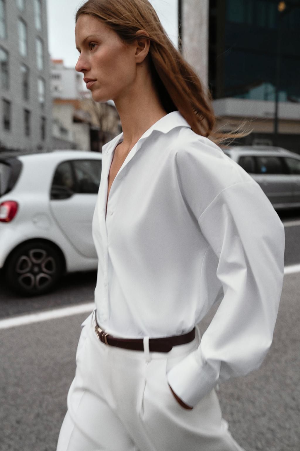 POPLIN SHIRT WITH BACK PLEATS