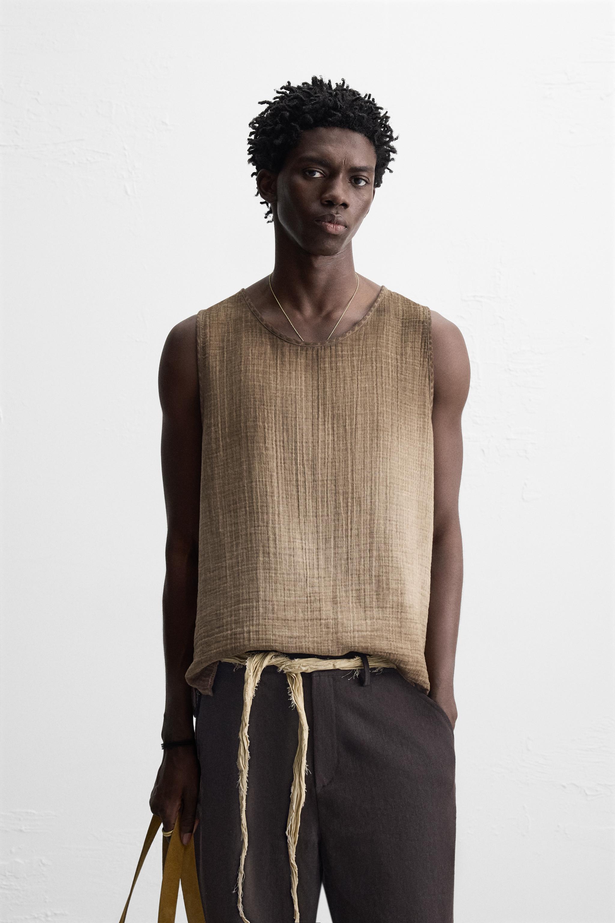 CRINKLED EFFECT TANK TOP - Brown | ZARA United States