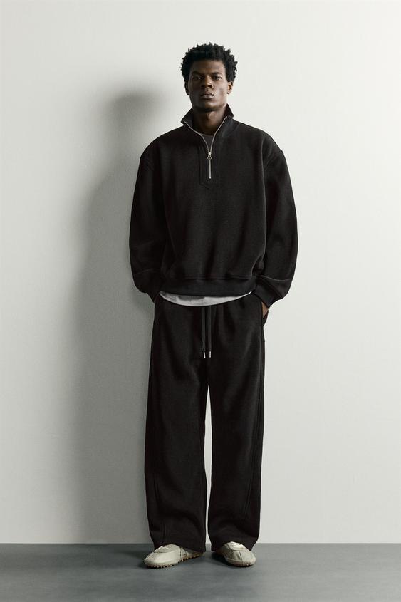 BASIC QUARTER-ZIP SWEATSHIRT - Black by Zara - Image 0
