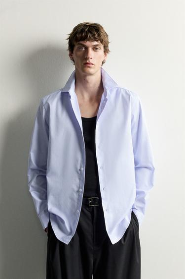 SLIM FIT TEXTURED SHIRT - Sky blue by Zara