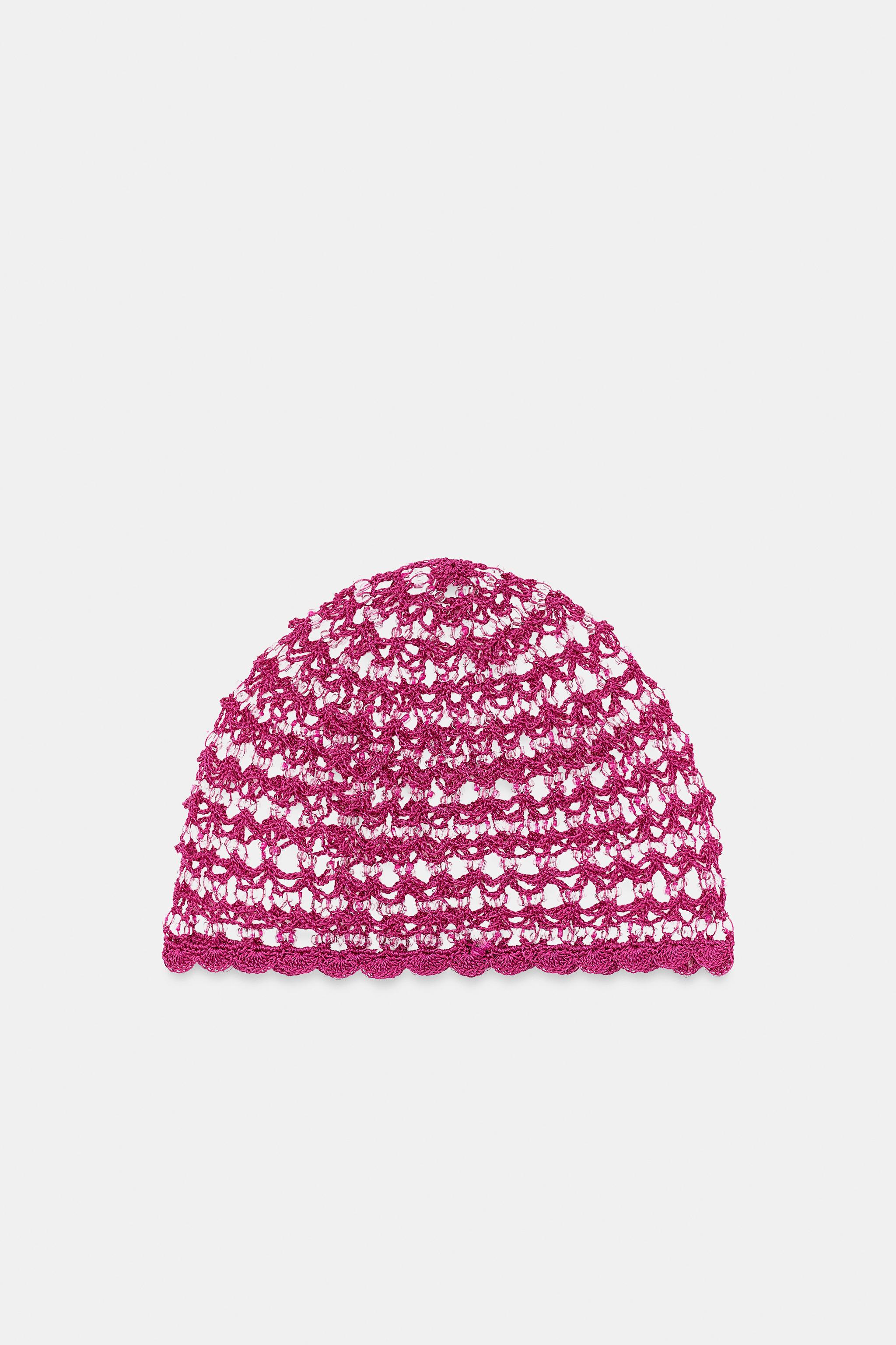 CROCHET BEADED CAP — Pink (alternate view)