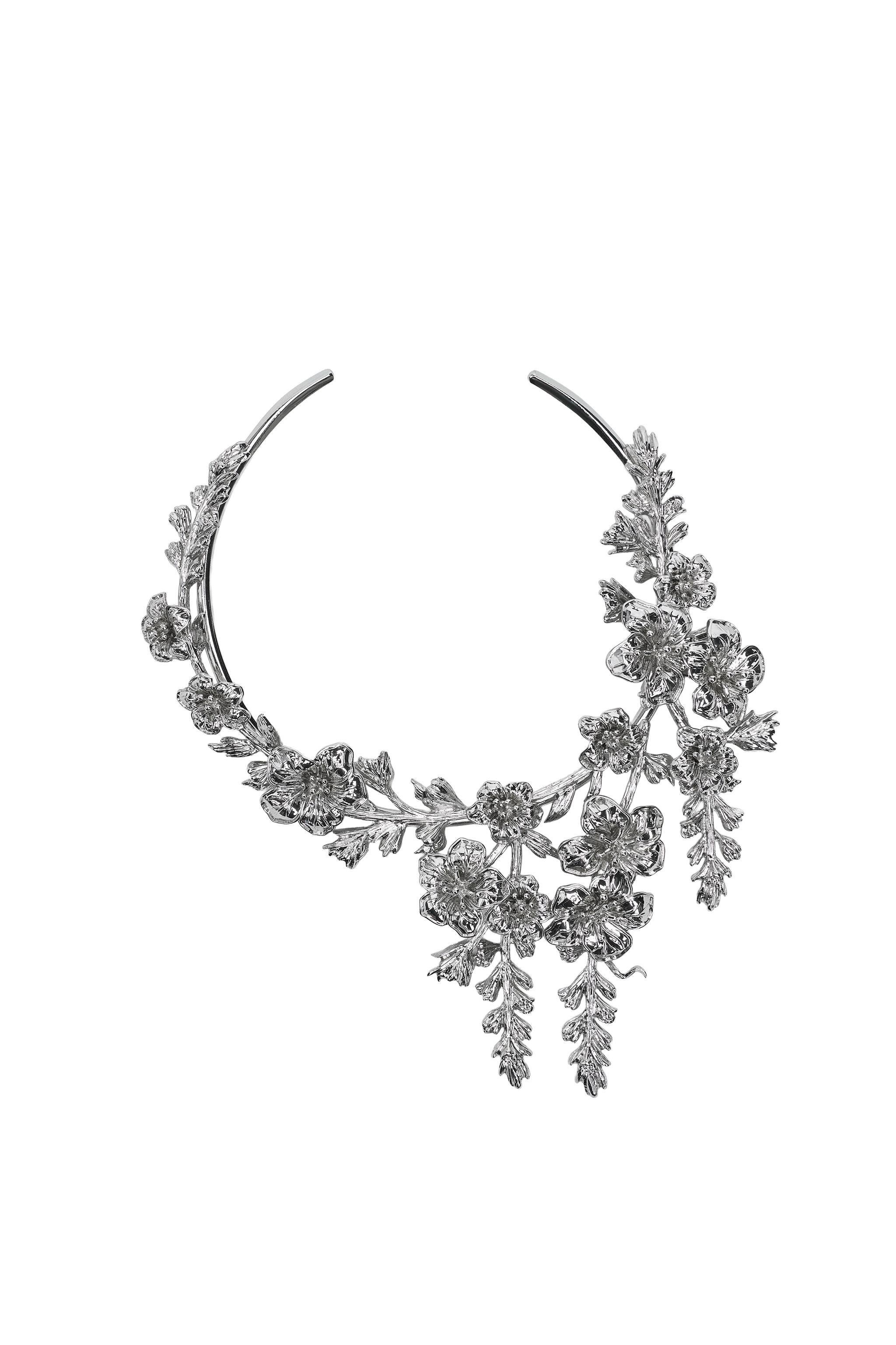 COLLIER GARGANTILLA MÉTALLIQUE FLEURS CONTRASTE