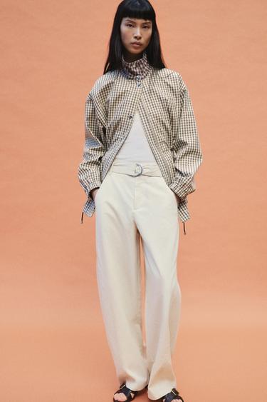 VESTE À CARREAUX COL MONTANT - Blanc cassé de Zara - Image 10