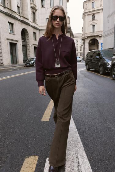 PULL POLO À POCHE - Bordeaux de Zara - Image 0
