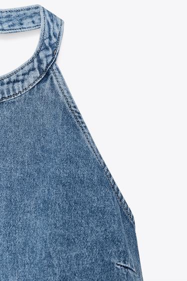 TOP Z1975 HALTER DENIM COMBINADO - Azul medio de Zara