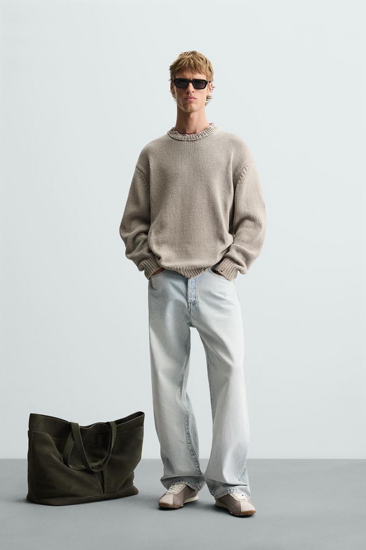 WASHED RIPPED EFFECT SWEATER camel ZARA South Africa