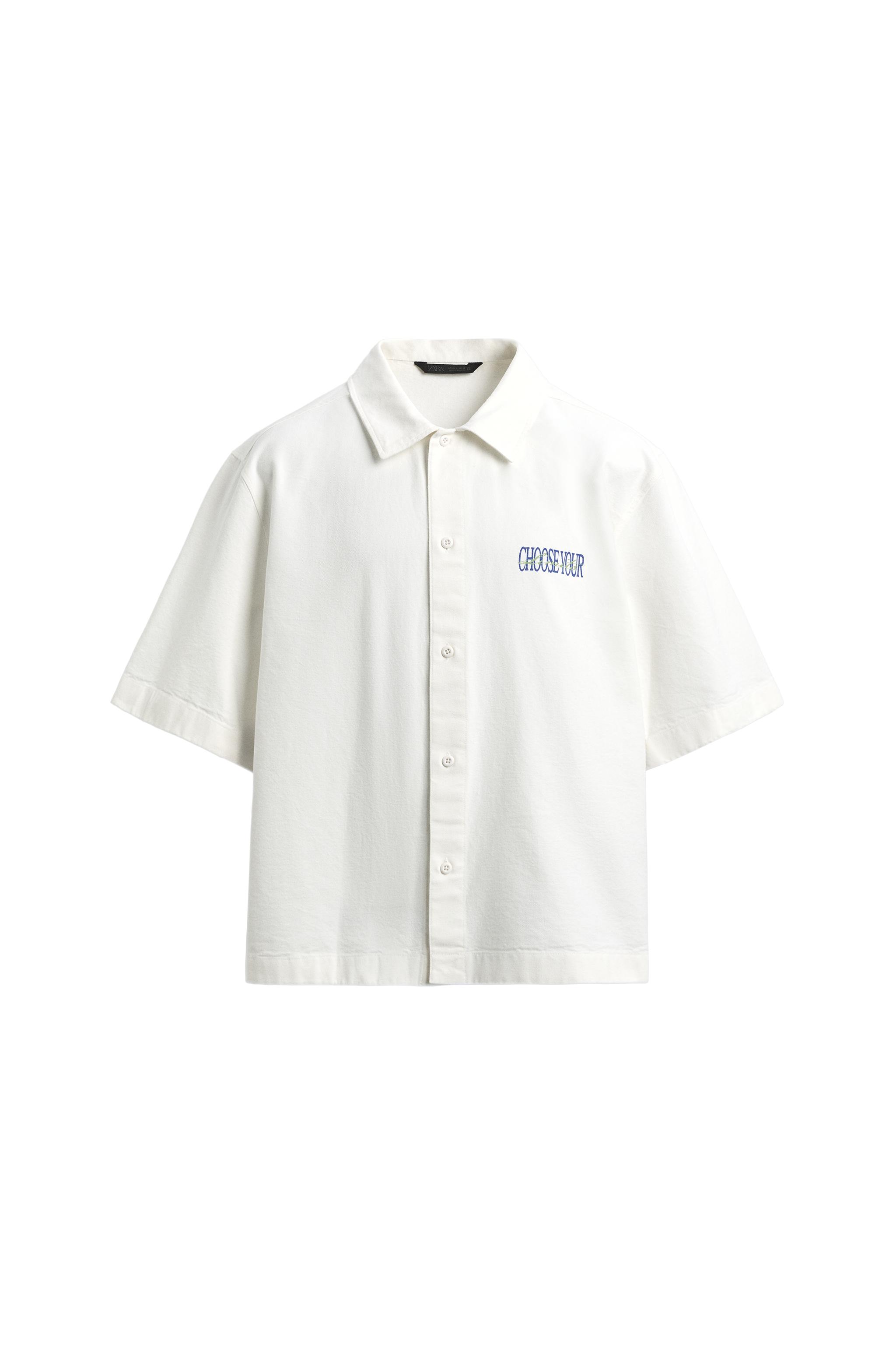 KONTRAST BASKILI YIKAMALI GÖMLEK