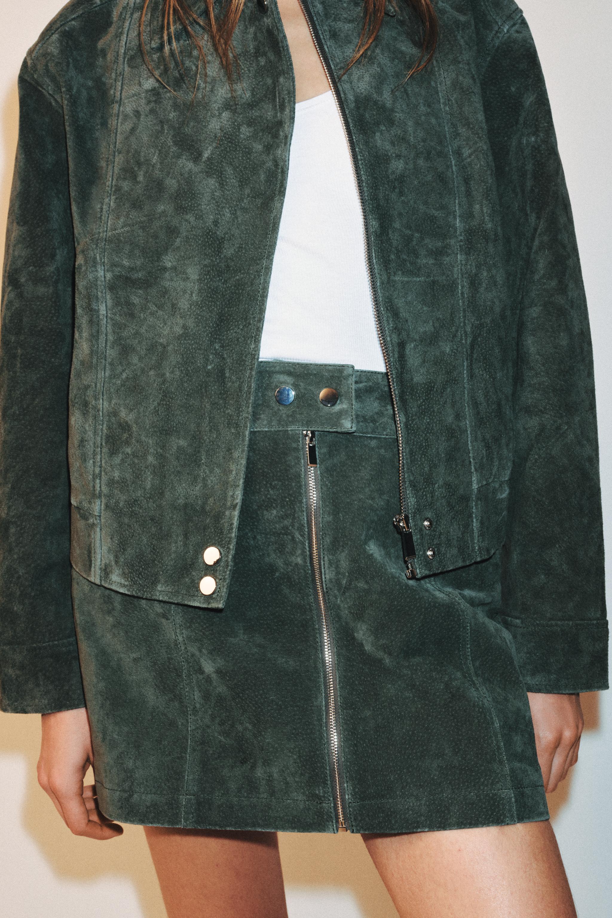 100% SUEDE LEATHER MINI SKIRT