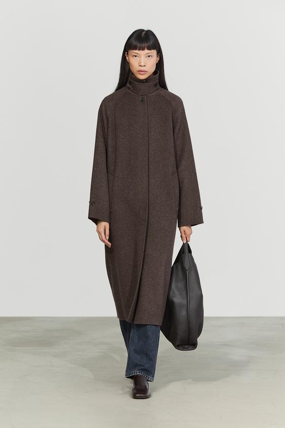 Zara Long melange wool blend coat - Charcoal gray - Image 0