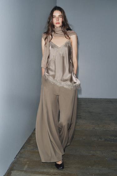 ZW COLLECTION VOLUME TROUSERS - Mink by Zara