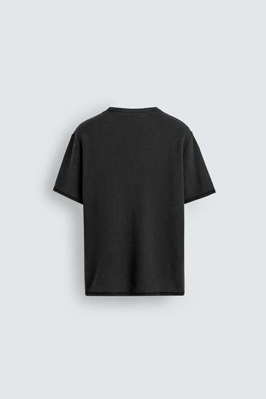 WASHED PRINT KNIT T-SHIRT - Black by Zara - Image 7