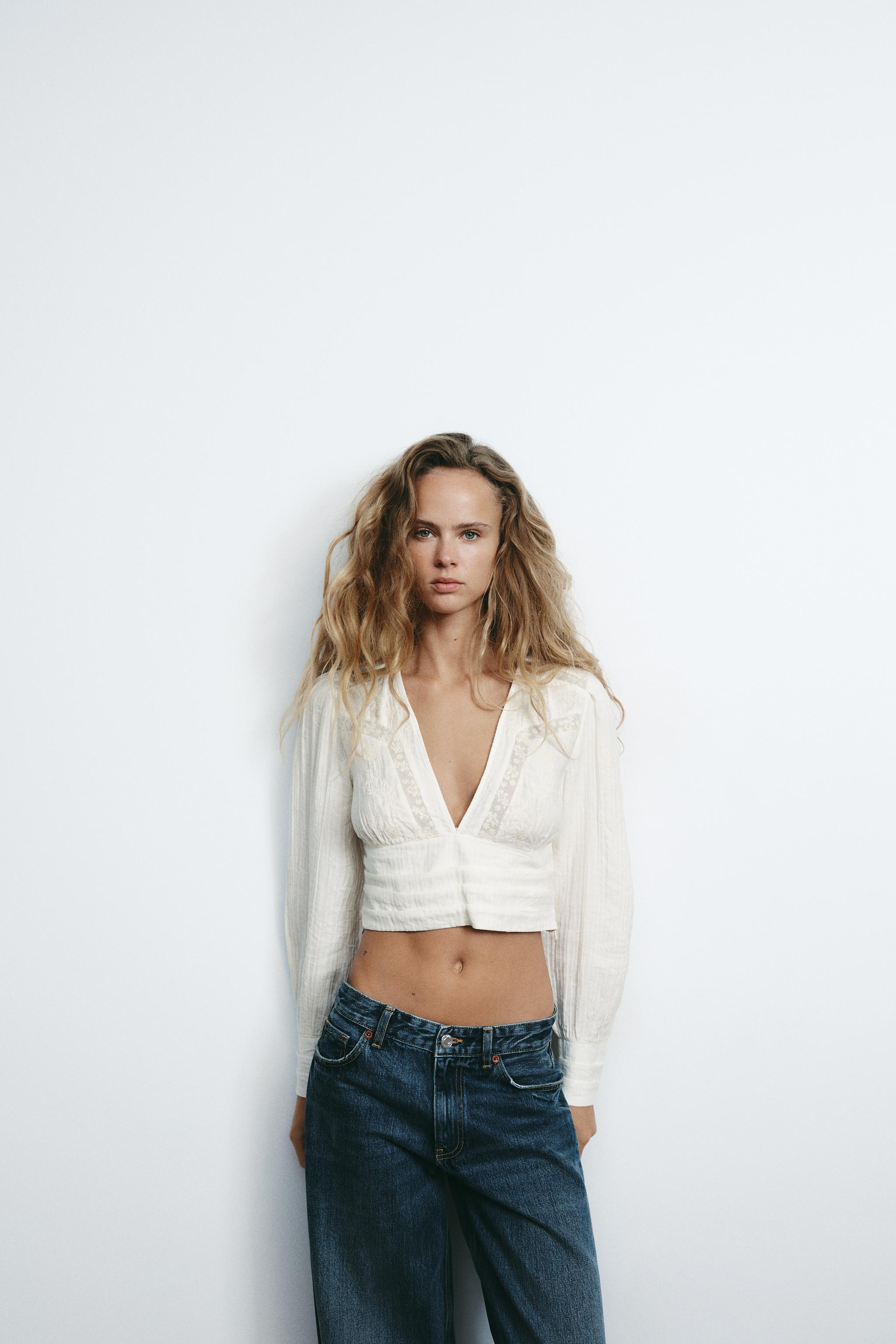 ホットなアイテム、ホットな節約 CROPPED TEXTURED SHIRT States United ZARA | Ecru - トップス