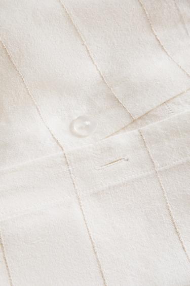 STRIPED COTTON LINEN DUVET COVER - Oyster-white by Zara