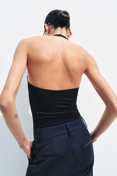 ТОП ХАЛТЕР ИЗ ПОЛИАМИДА — ЧЕРНЫЙ от Zara