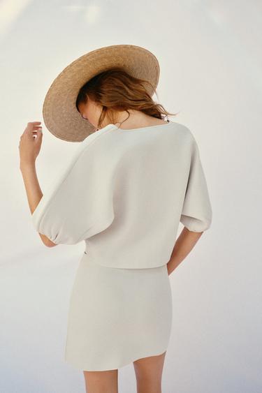 CARDIGAN WITH PUFF SLEEVES - Stone by Zara - Image 2