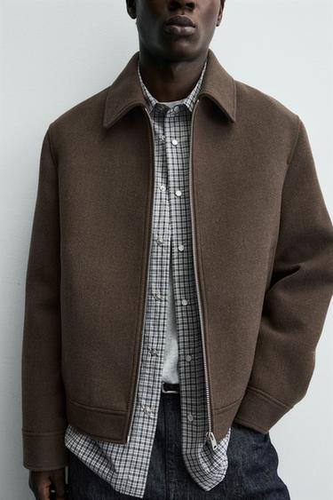 BLOUSON EN DRAP DE LAINE AVEC ZIP - Marron de Zara - Image 5