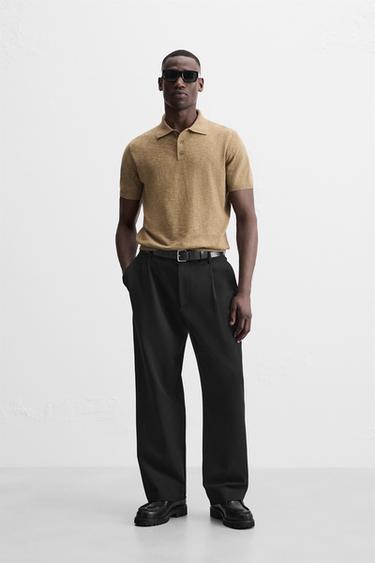 COTTON/LINEN POLO SHIRT - Olive green by Zara - Image 0