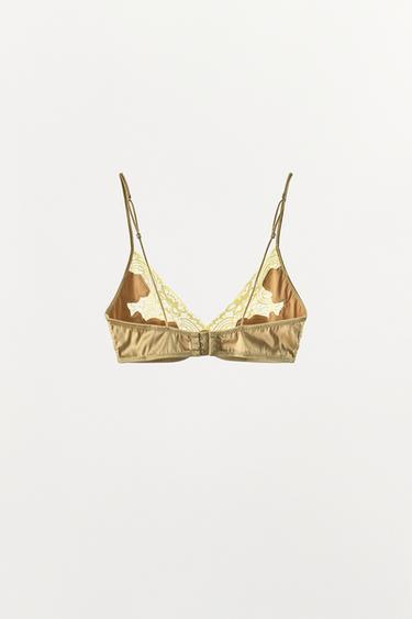 SOUTIEN-GORGE TRIANGLE SATINÉ AVEC DENTELLE - jaune de Zara - Image 7