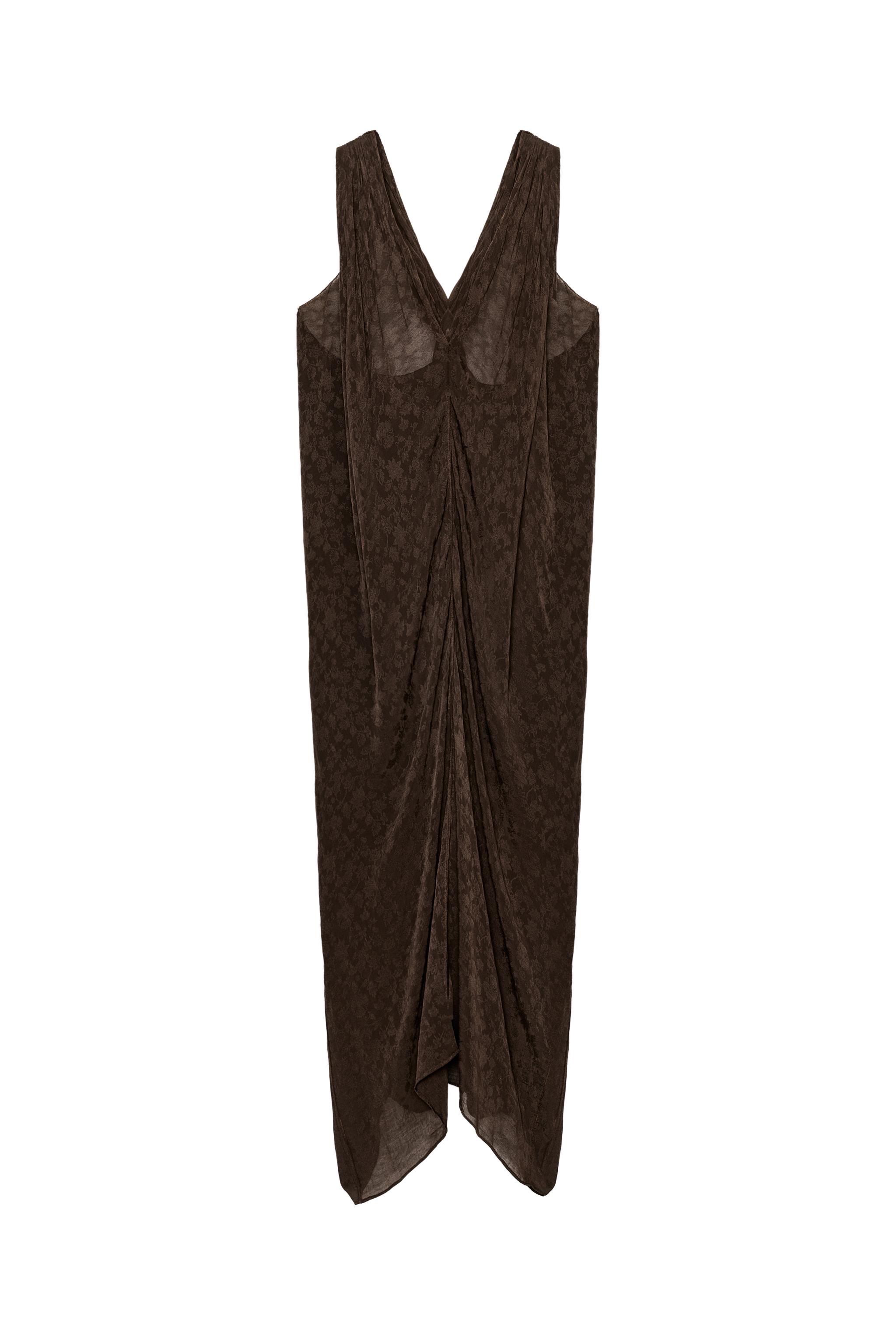 ZW COLLECTION JACQUARD MIDI DRESS - Chocolate | ZARA United States ZW COLLECTION JACQUARD MIDI DRESS - Chocolate | ZARA United States