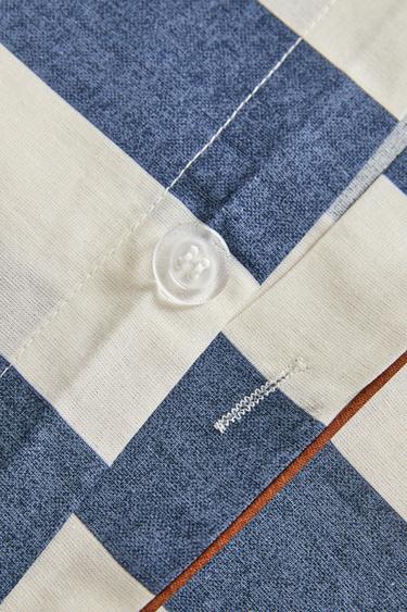 STRIPED WASHED COTTON DUVET COVER - Blue by Zara