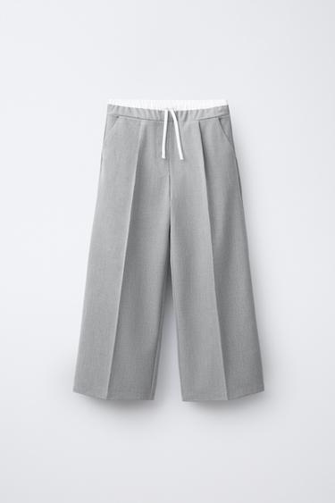 Zara DOUBLE WAISTBAND PANTS - Gray - Image 0