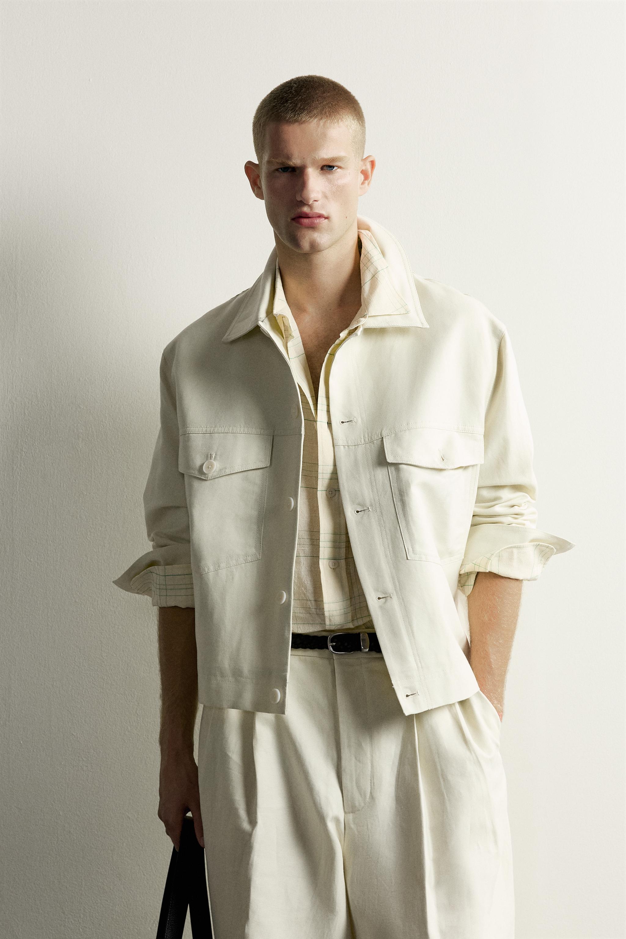 COTTON-LINEN RELAXED FIT OVERSHIRT — Sea green