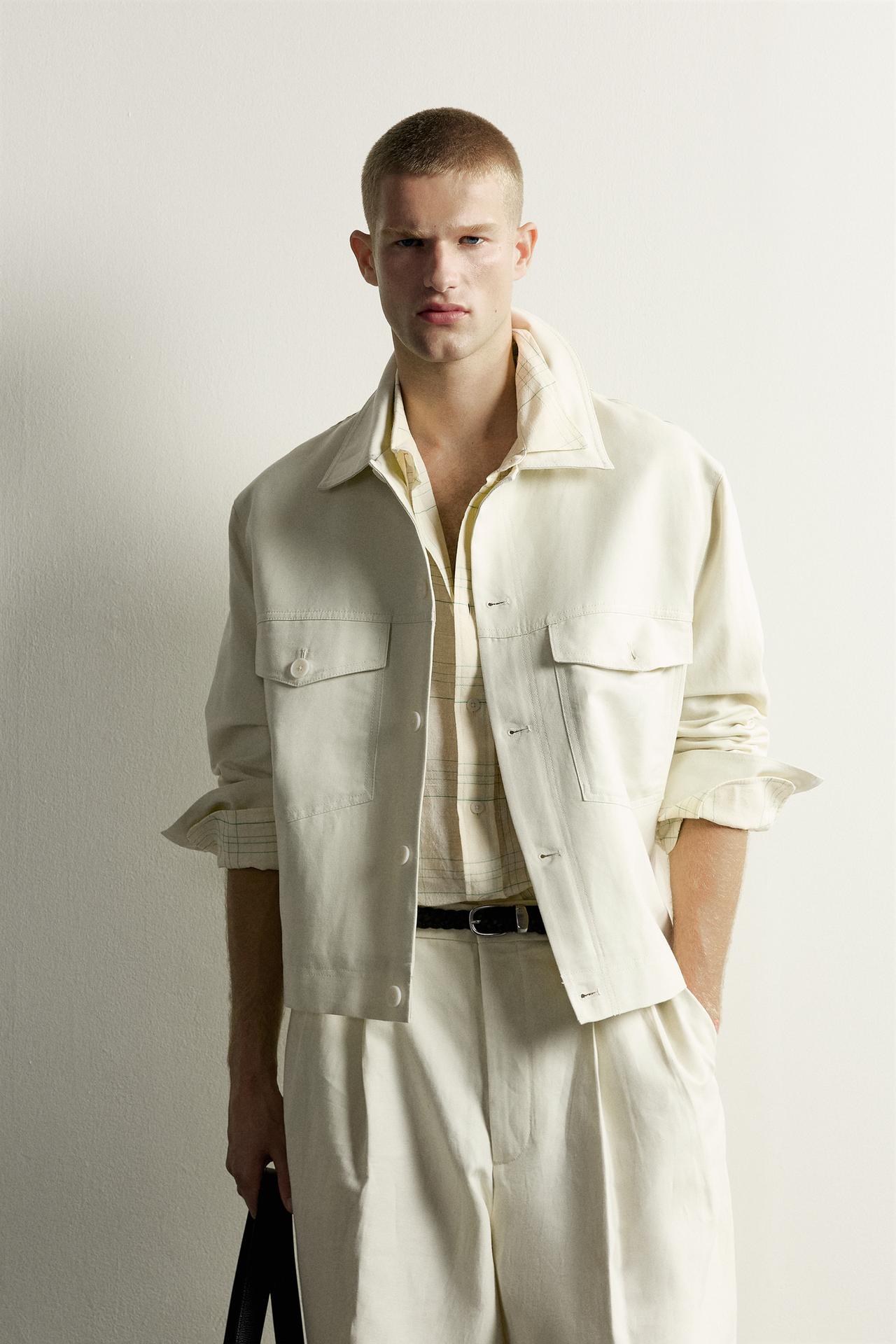 COTTON-LINEN RELAXED FIT OVERSHIRT — Sea green