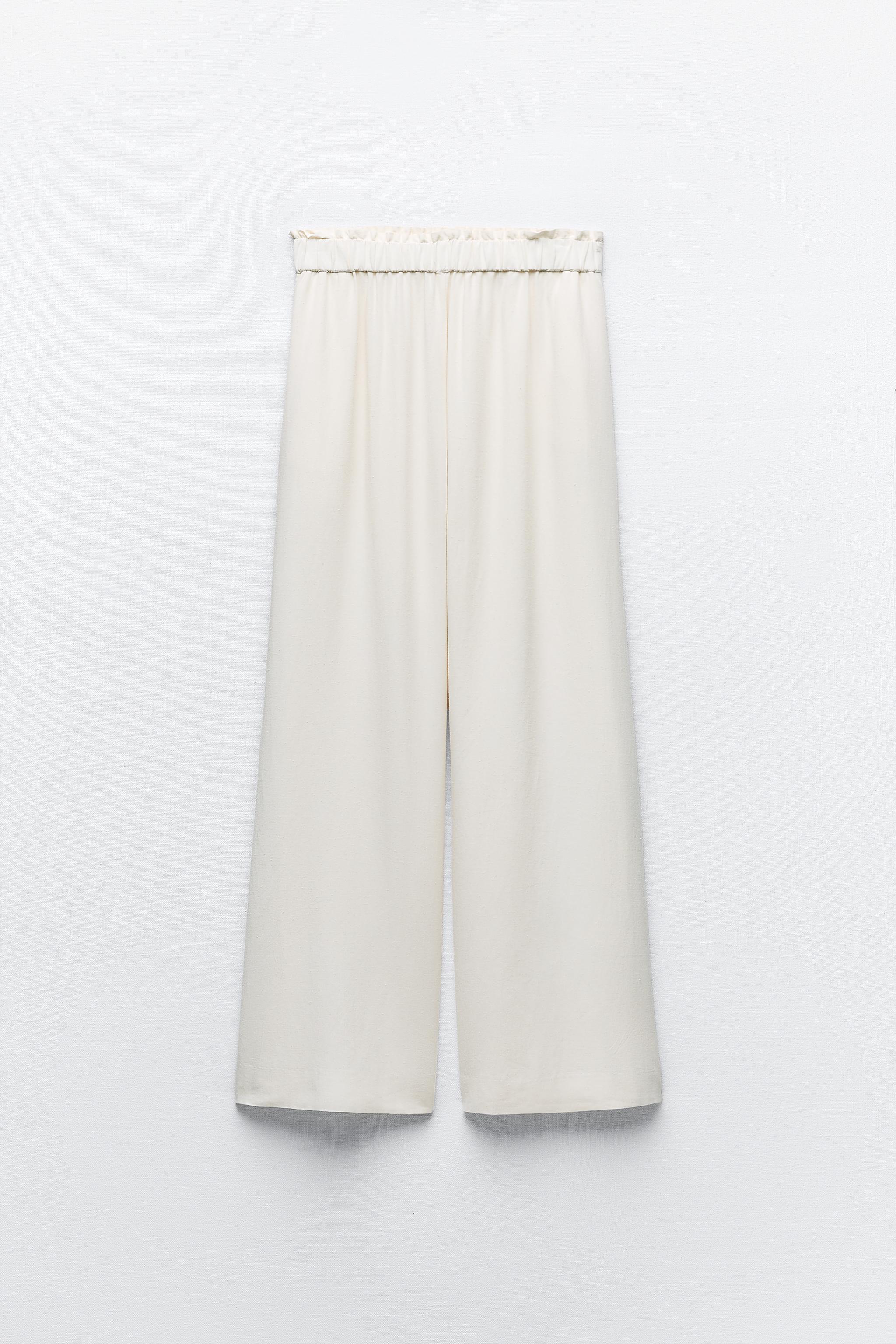 Zara white wide outlet leg trousers