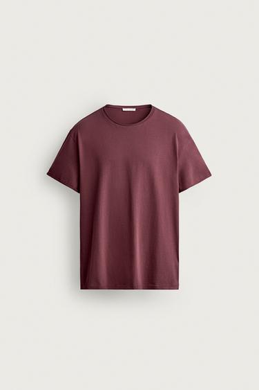 BASIC IRREGULAR FINISH T-SHIRT — Burgundy 1