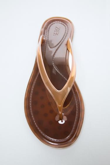 Zara JELLY THONG SANDALS - Brown