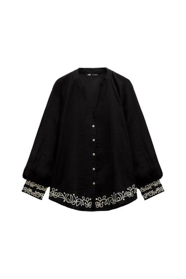 BLOUSE WITH COMBINED EMBROIDERY