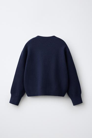 V-NECK KNIT CARDIGAN — Blue 2