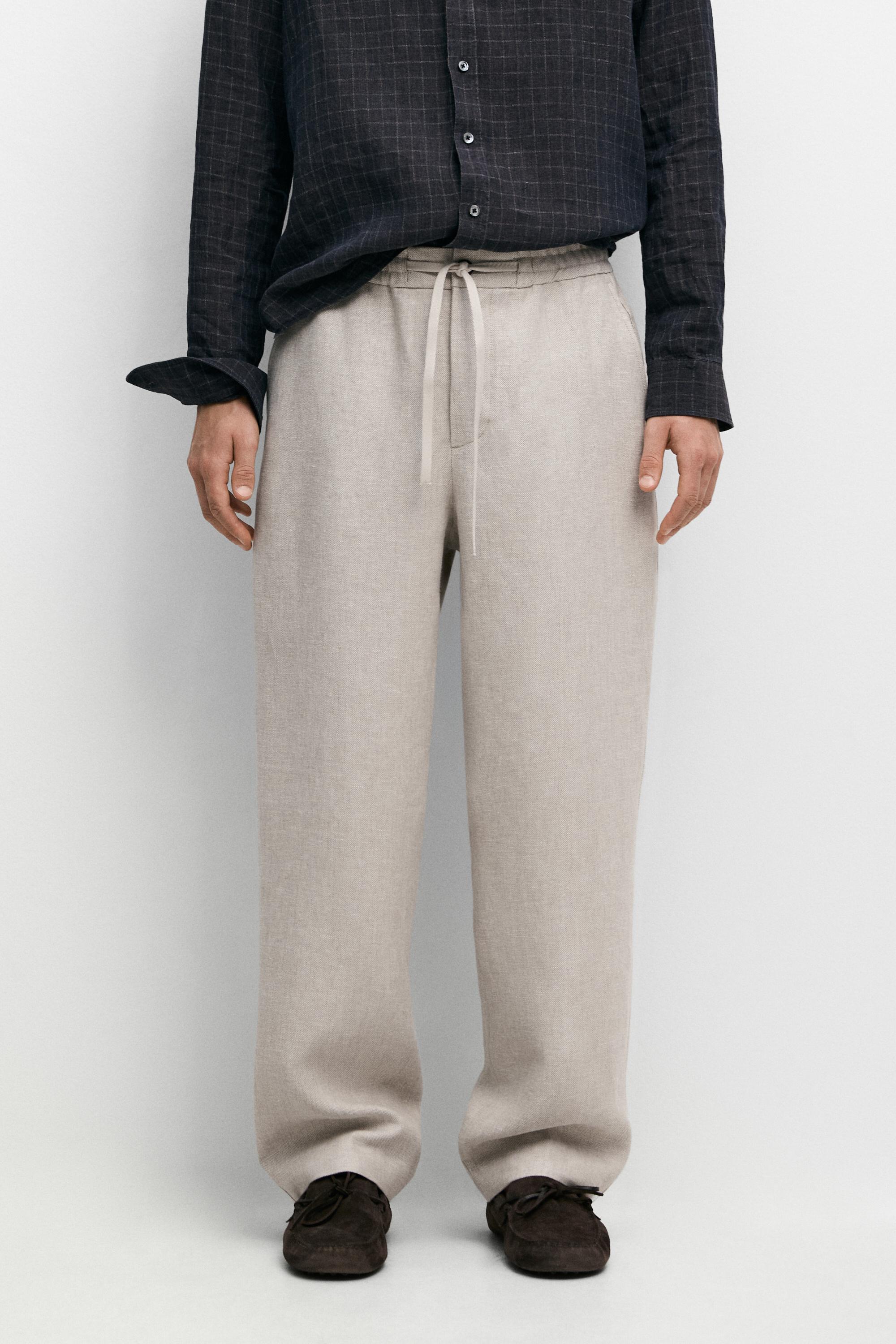100% linen textured co-ord pants — Ecru