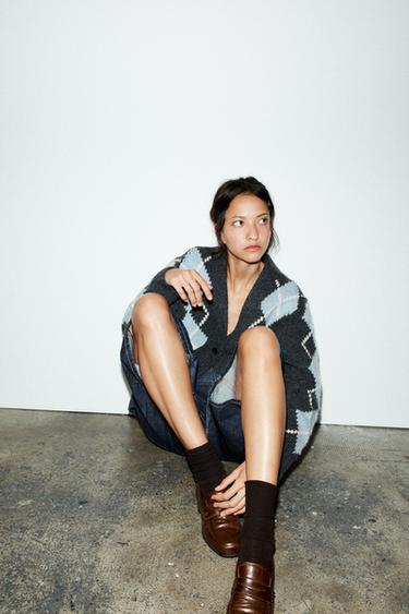 RIB KNITTED KNEE-HIGH SOCKS - Brown by Zara - Image 0