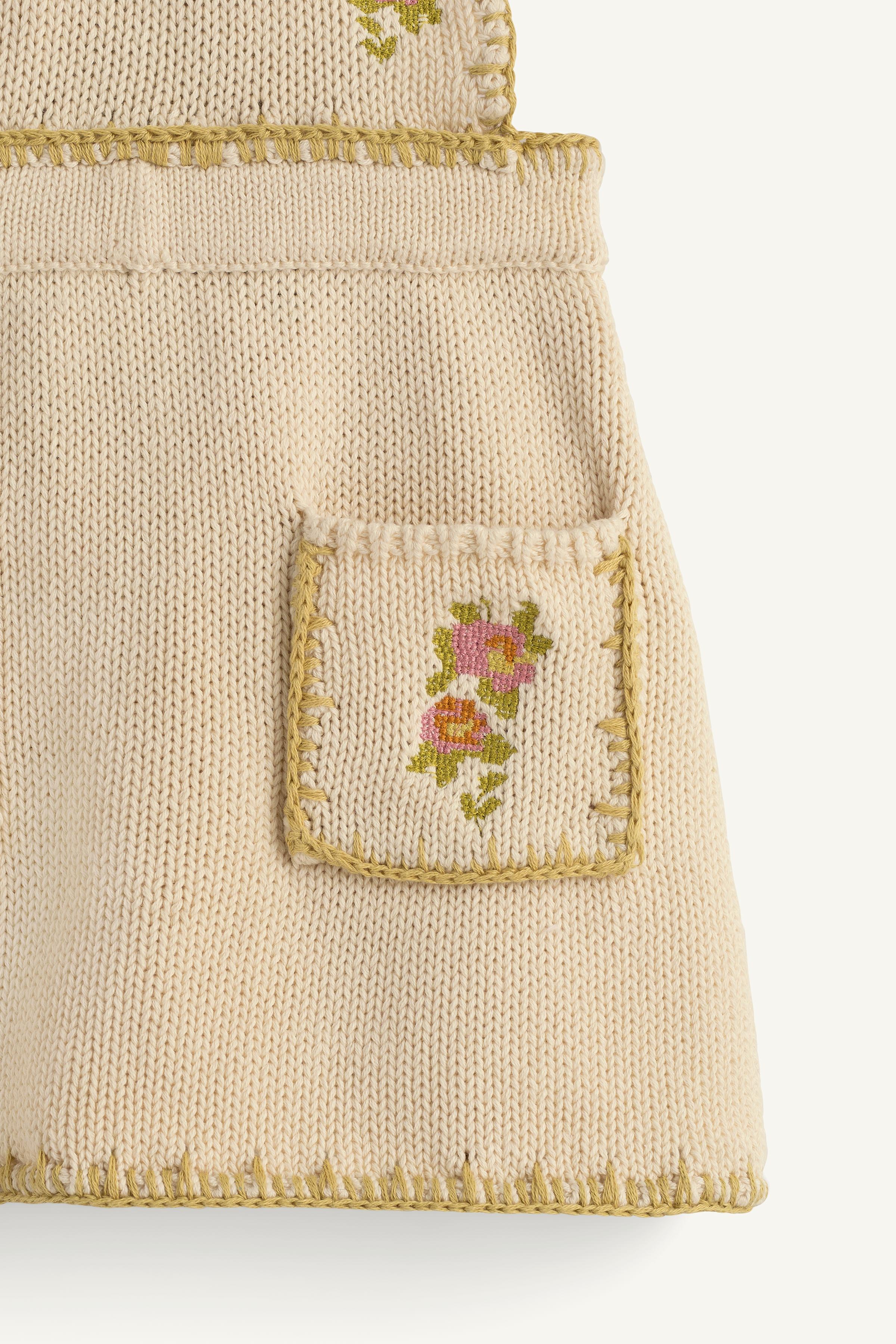 LIMITED EDITION EMBROIDERED CROSS-STITCH KNIT PINAFORE DRESS