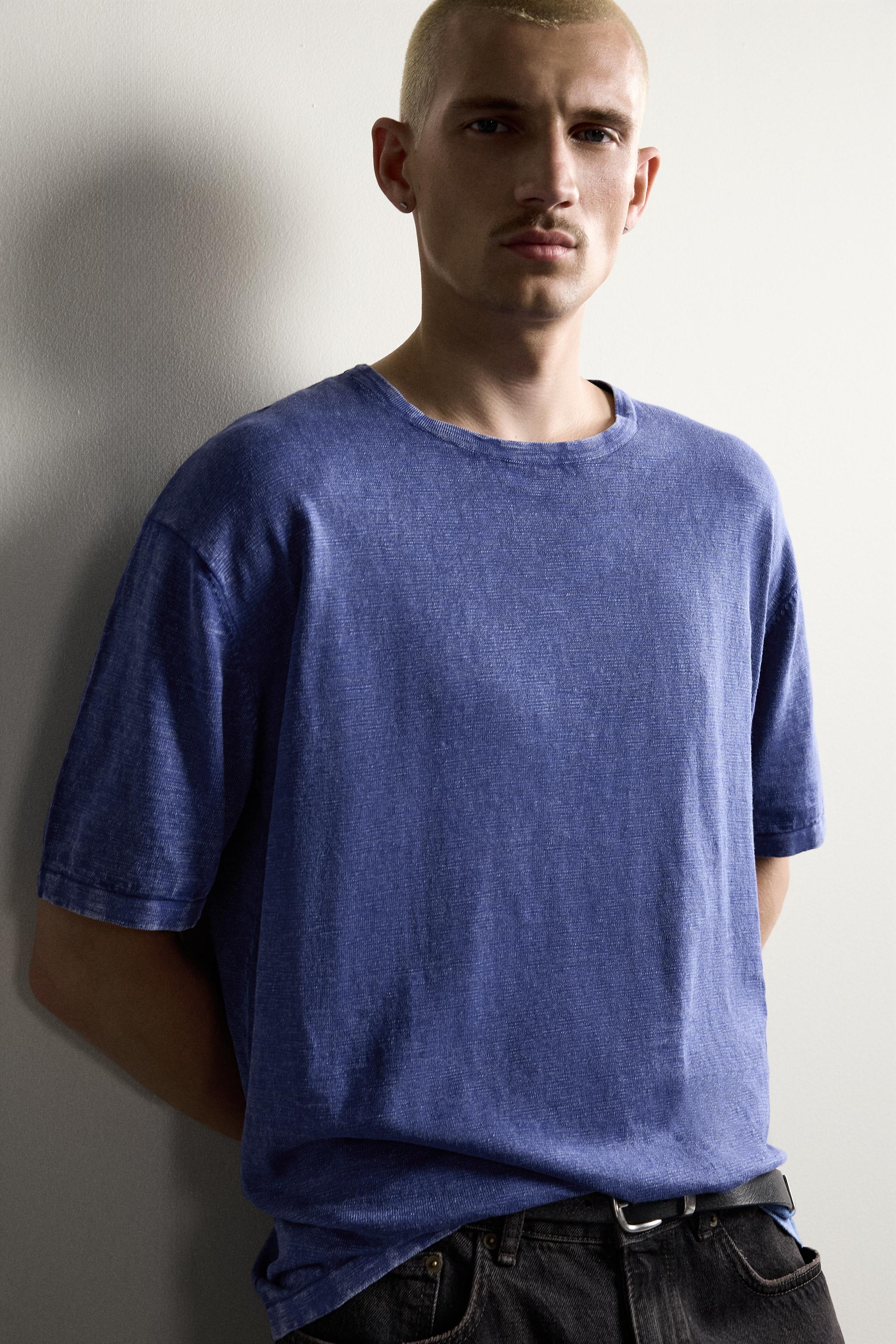 Мужские футболки Zara TEXTURED KNIT T-SHIRT — фото 5