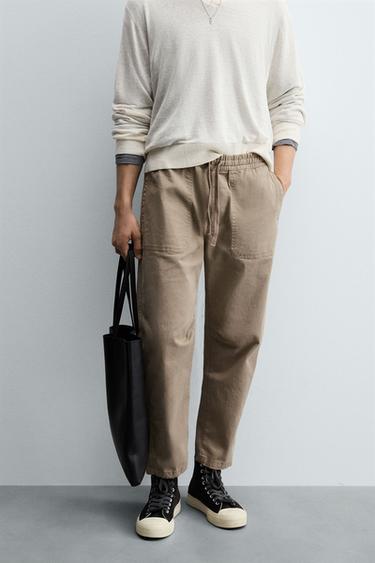 PANTALÓN RELAXED FIT LAVADO - Tostado de Zara