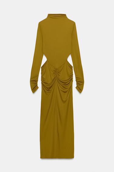 ROBE FLUIDE CUT OUT - Vert huile de Zara - Image 5