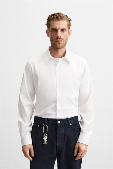TWILL TEXTURED SHIRT - White by Zara